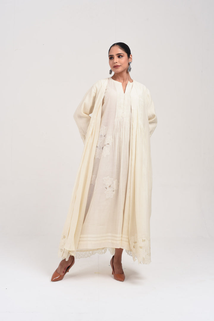 MIRAYA ABAYA AND INNER DRESS ECRU