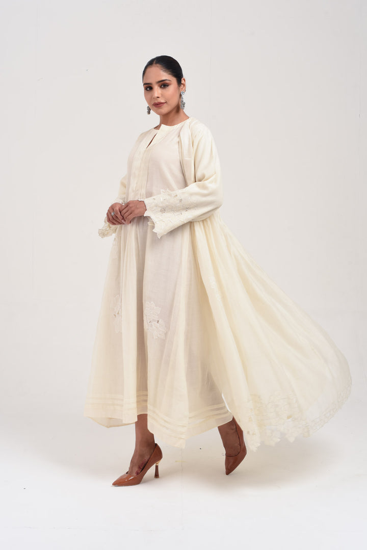 MIRAYA ABAYA AND INNER DRESS ECRU