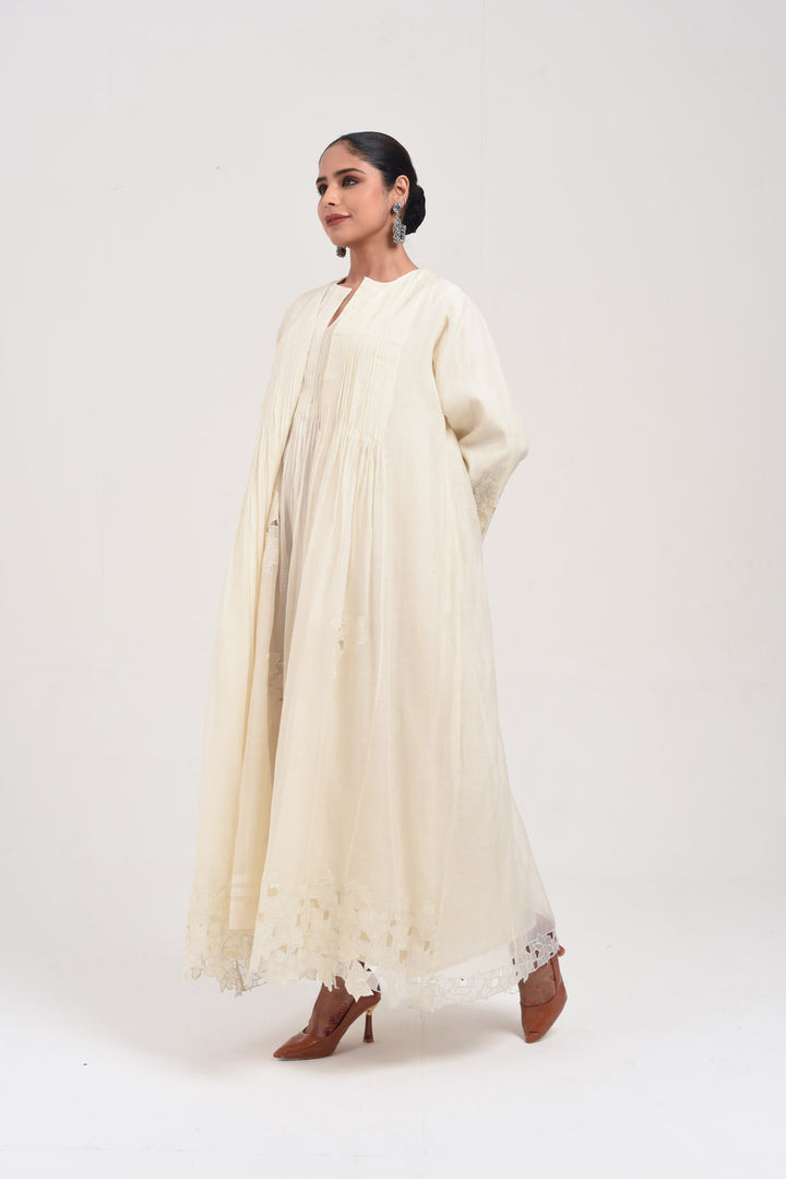 MIRAYA ABAYA AND INNER DRESS ECRU