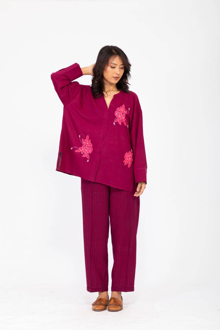 SHORT ZAARAH PURPLE ROSEWOOD CO-ORD SET SET