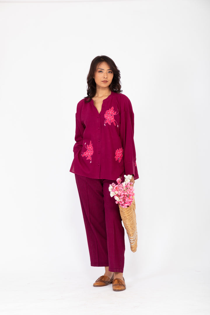SHORT ZAARAH PURPLE ROSEWOOD CO-ORD SET SET