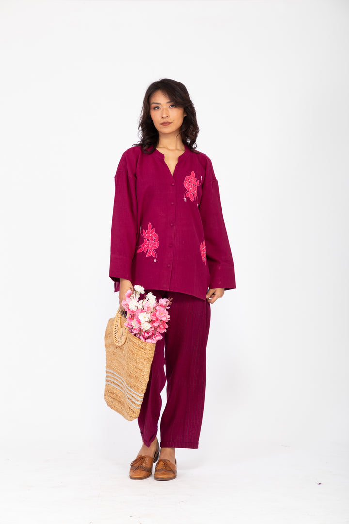 SHORT ZAARAH PURPLE ROSEWOOD CO-ORD SET SET