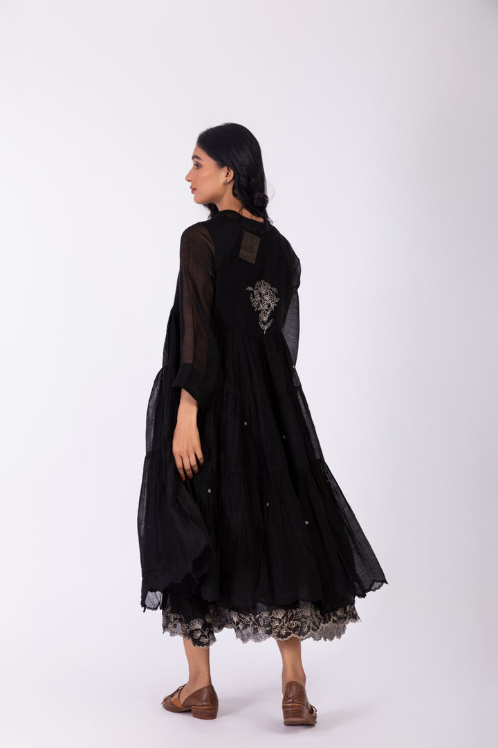 ROSETTE BLACK CHARCOAL INK JOSAPHINE DRESS