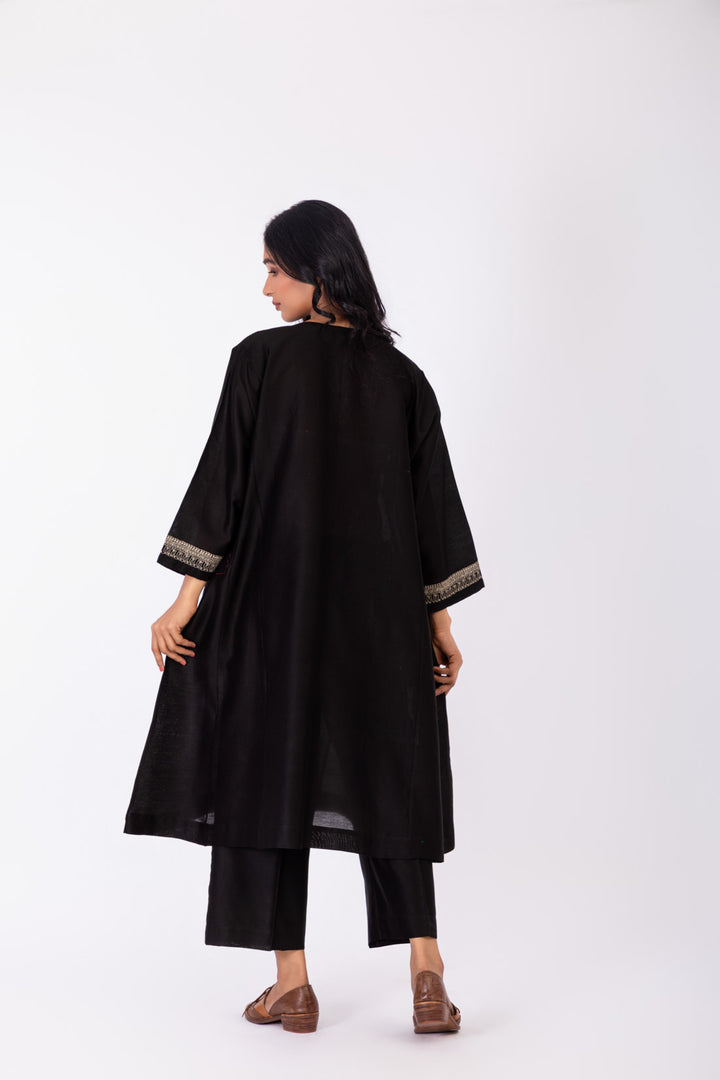 ROSETTE BLACK CHARCOAL INK GABA TUNIC SET