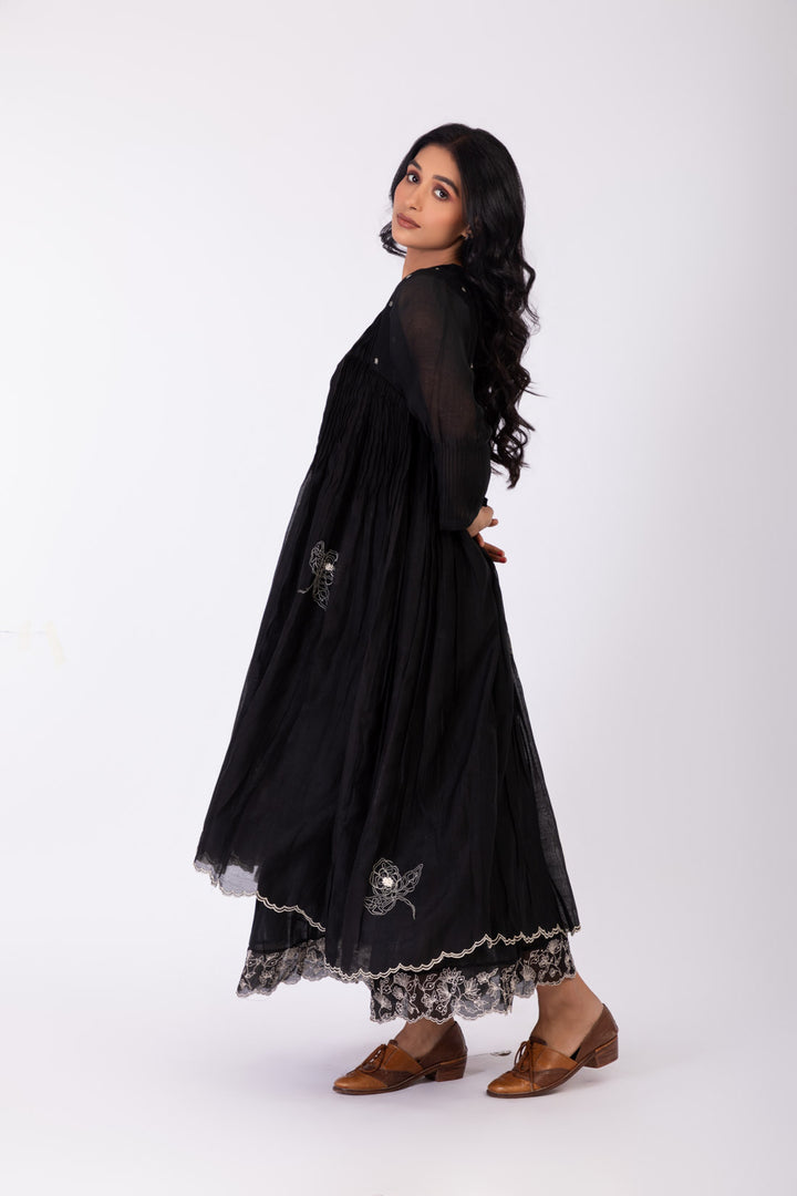 ROSETTE BLACK CHARCOAL INK MONOROE DRESS