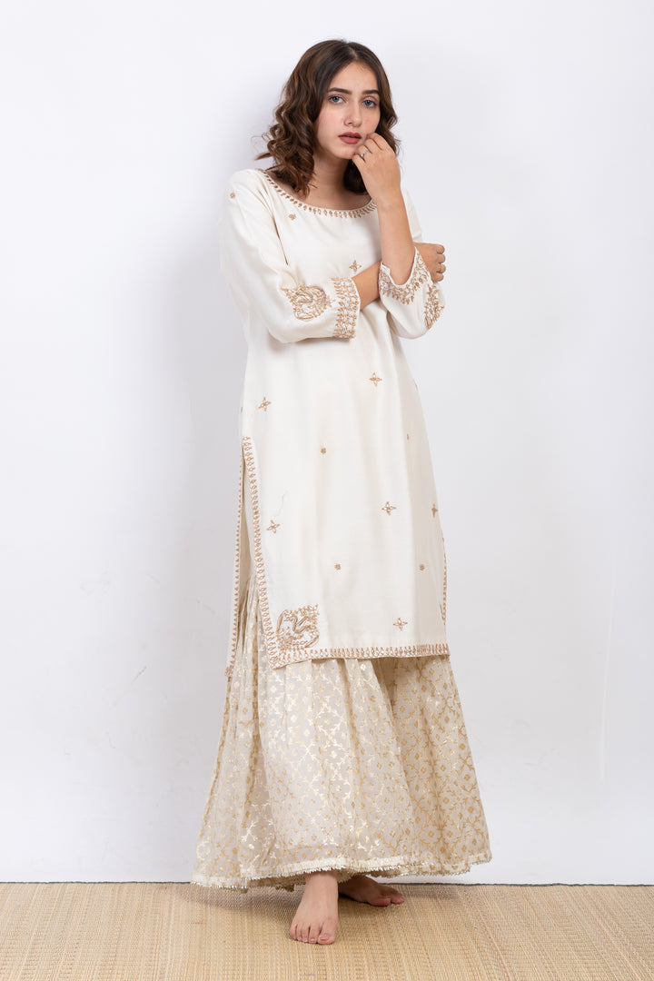 KADEEJA EMBROIDERED SHARARA SET