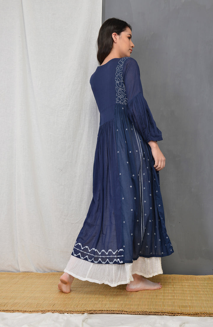 RENEE INDIGO OVERLAY PLEATED DRESS SET