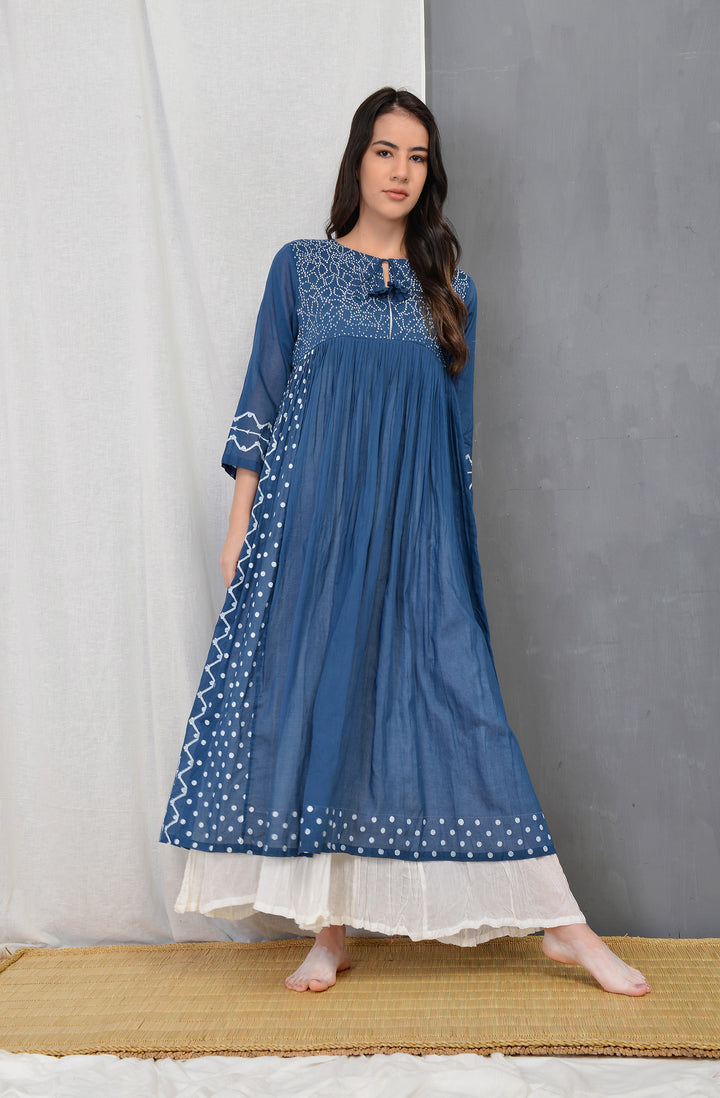 MYOHO INDIGO OVERLAY PLEATED DRESS SET