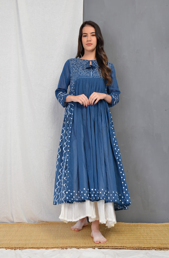 MYOHO INDIGO OVERLAY PLEATED DRESS SET