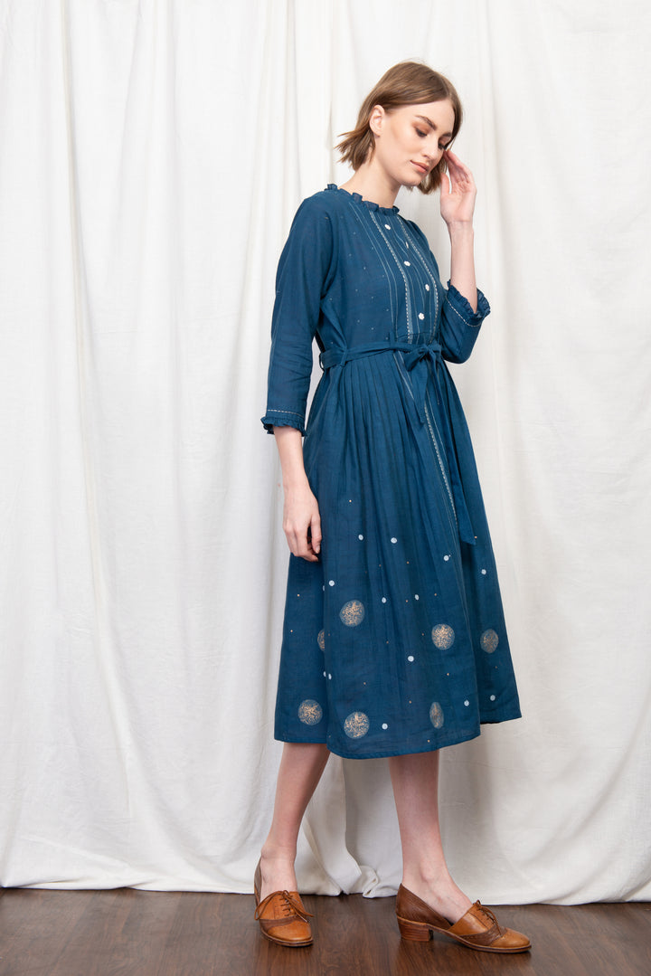 CARTER PLEATED TIE UP INDIE DRESS