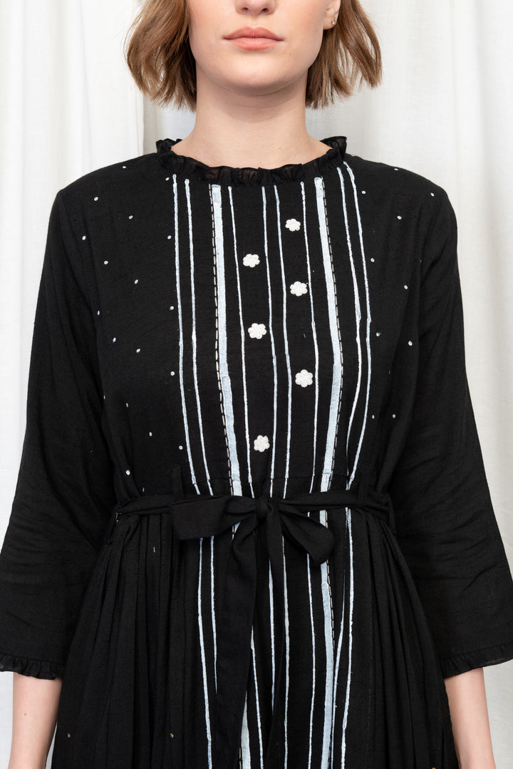 CARTER INDIE PLEATED TIE UP INDIE DRESS