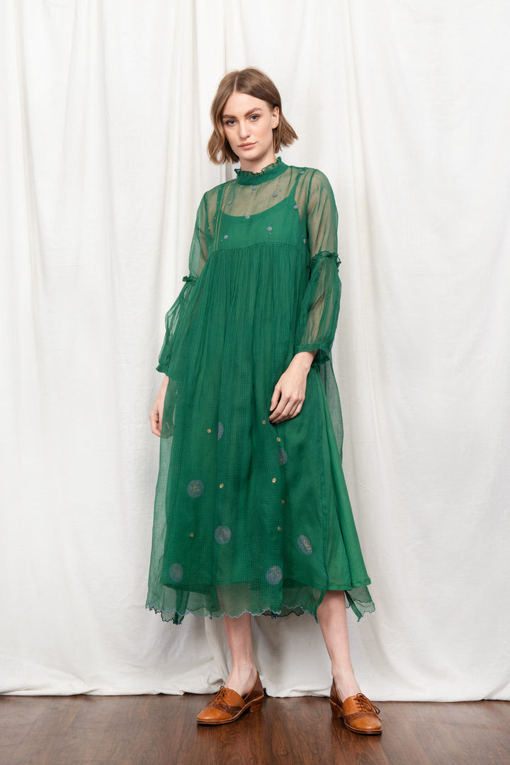 MISTY SILK OVERLAY DRESS