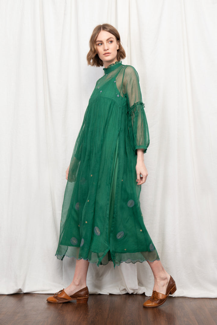 MISTY SILK OVERLAY DRESS