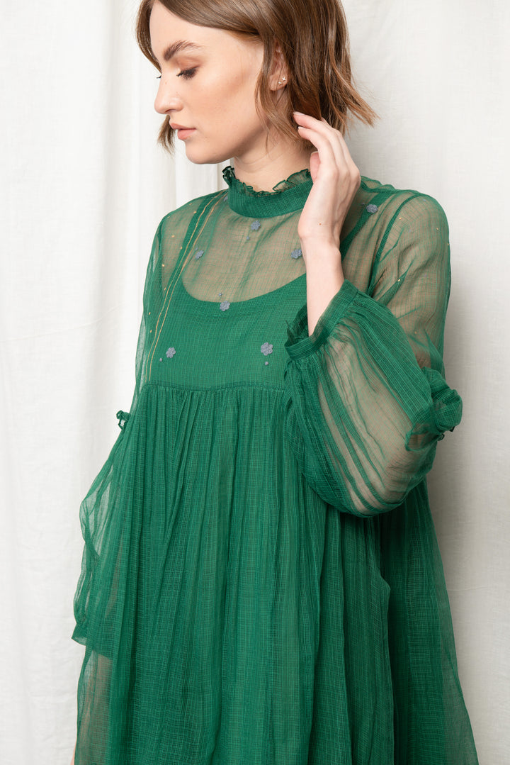 MISTY SILK OVERLAY DRESS