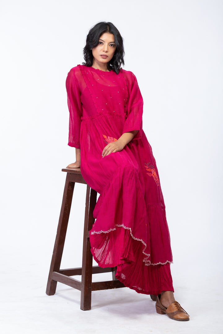 SHELLY SILK OVERLAY DRESS