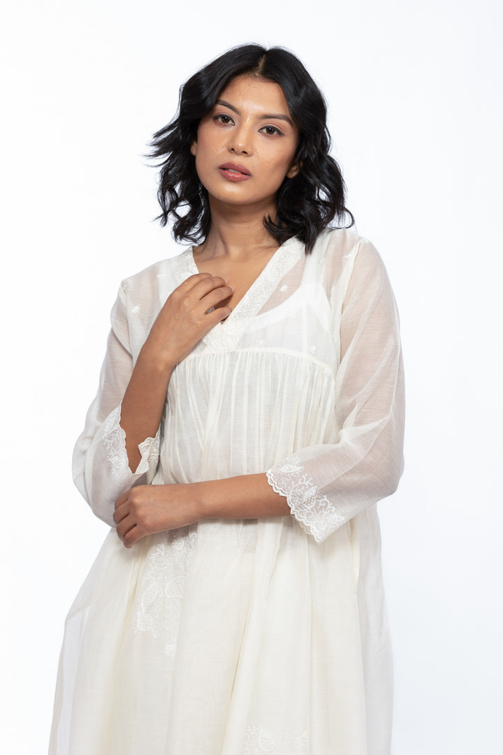 DHALIA ECRU SILK OVERLAY