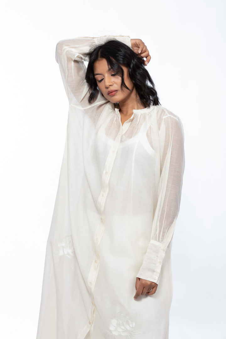ANAITA ECRU SILK OVERLAY