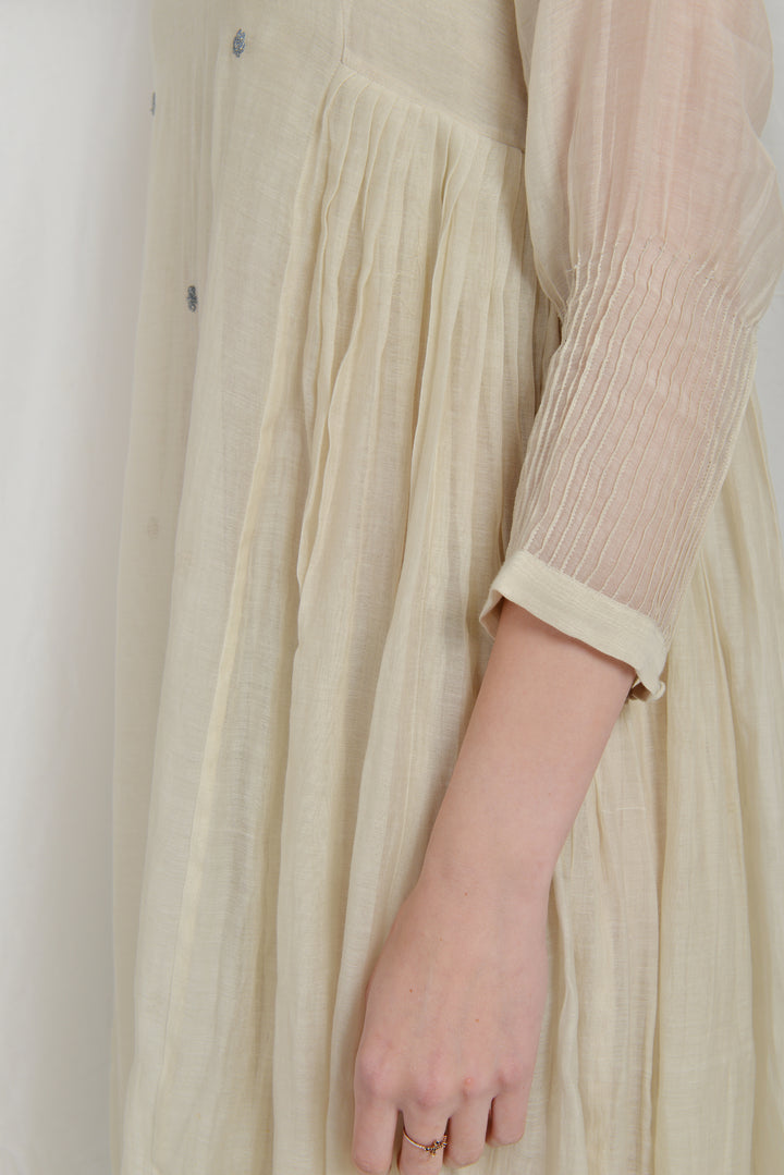 NORA  SILK PLEATED OVERLAY DRESS