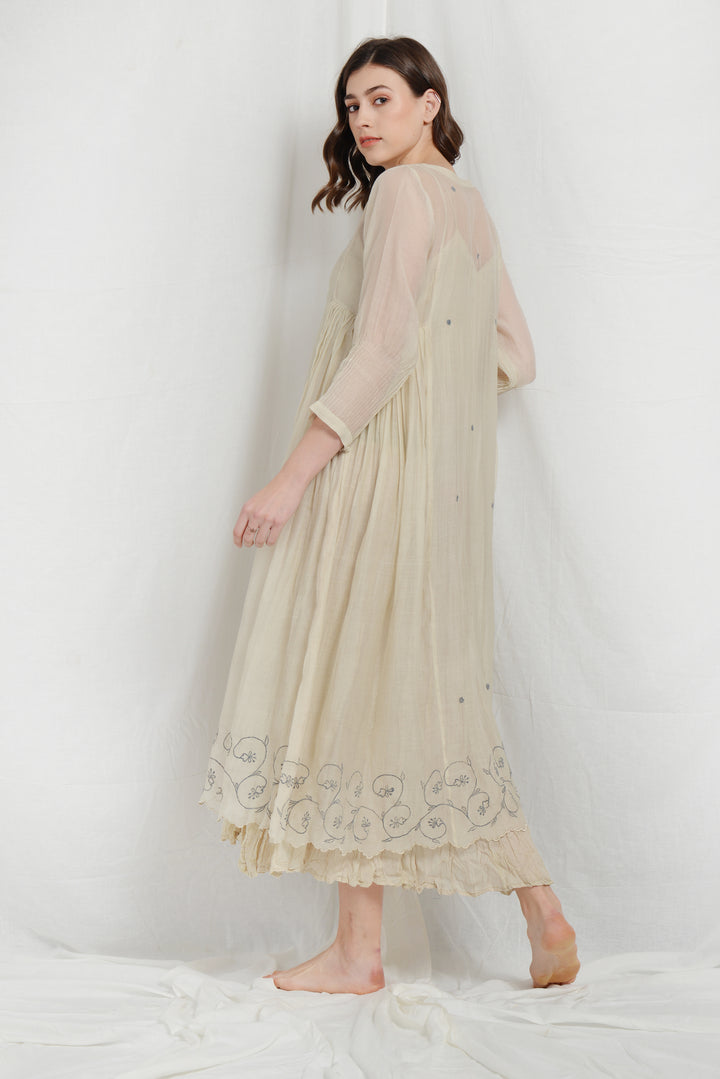 NORA  SILK PLEATED OVERLAY DRESS