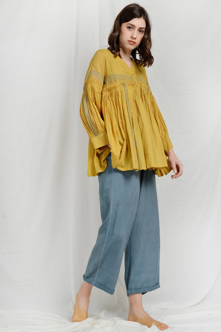 AMBER PLEATED SHORT TUNIC