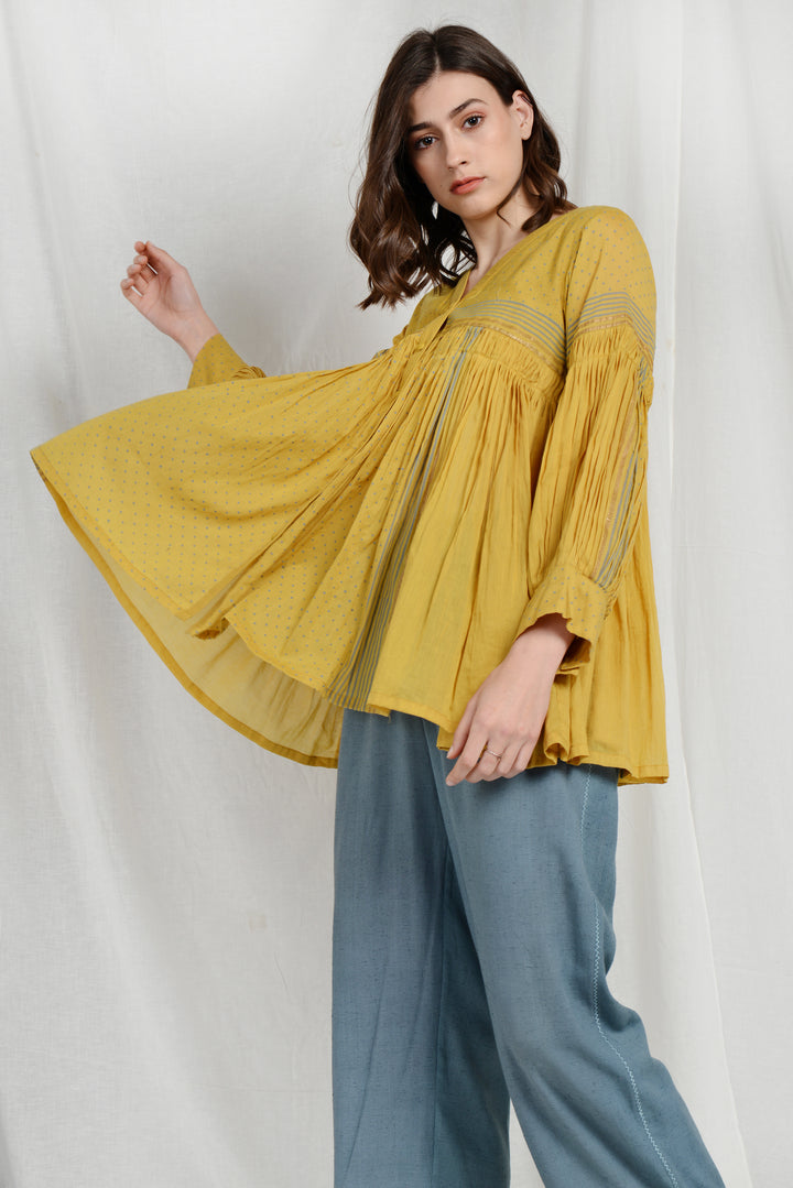 AMBER PLEATED SHORT TUNIC