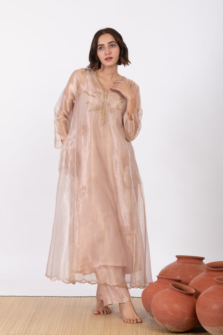 CHAMPA NISHA TISSUE SILK KURTA SET