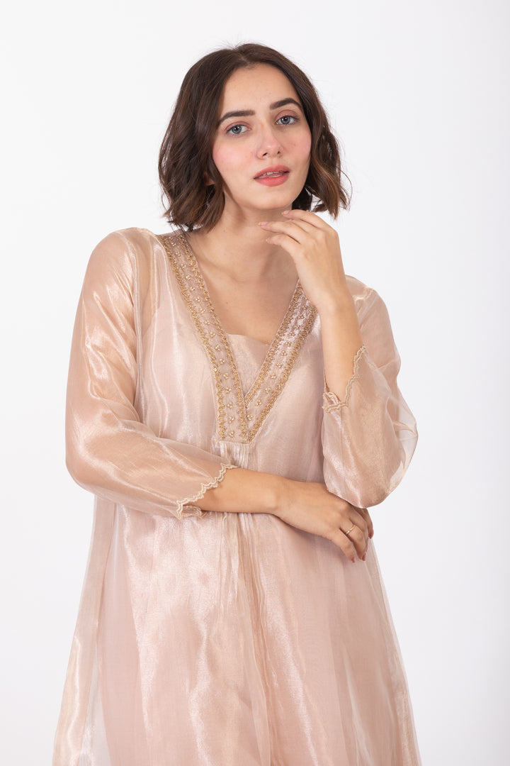 CHAMPA AHAANA TISSUE SILK KURTA SET