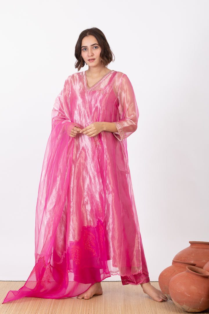 CHAMPA SITARA TISSUE SILK KURTA SET