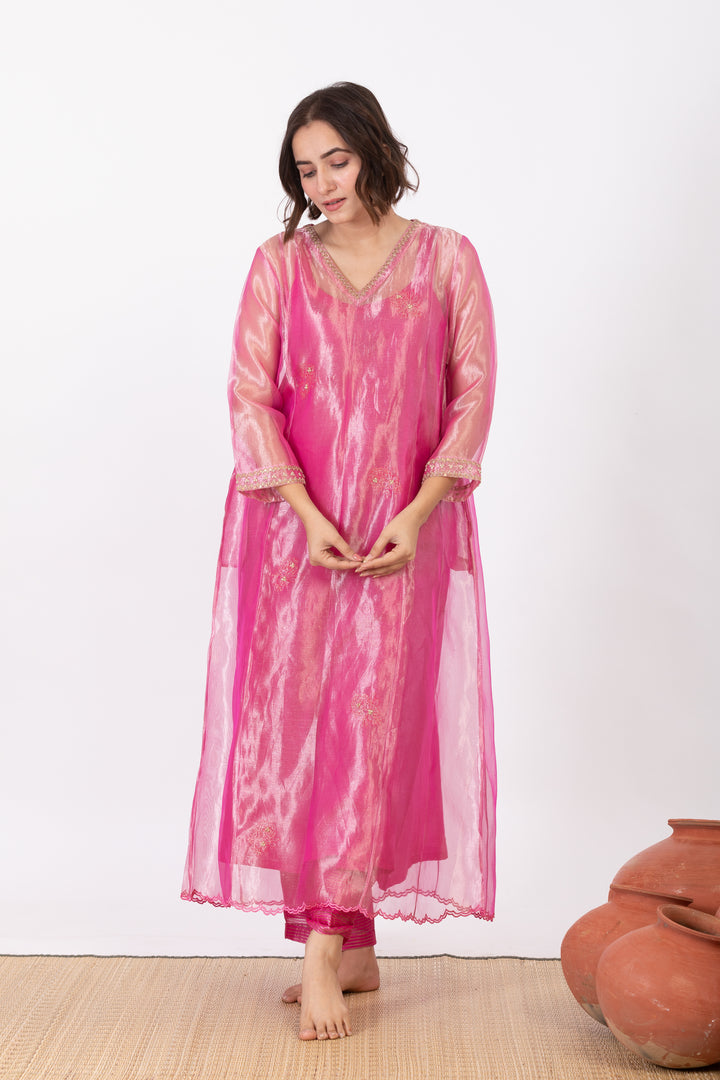 CHAMPA SITARA TISSUE SILK KURTA SET