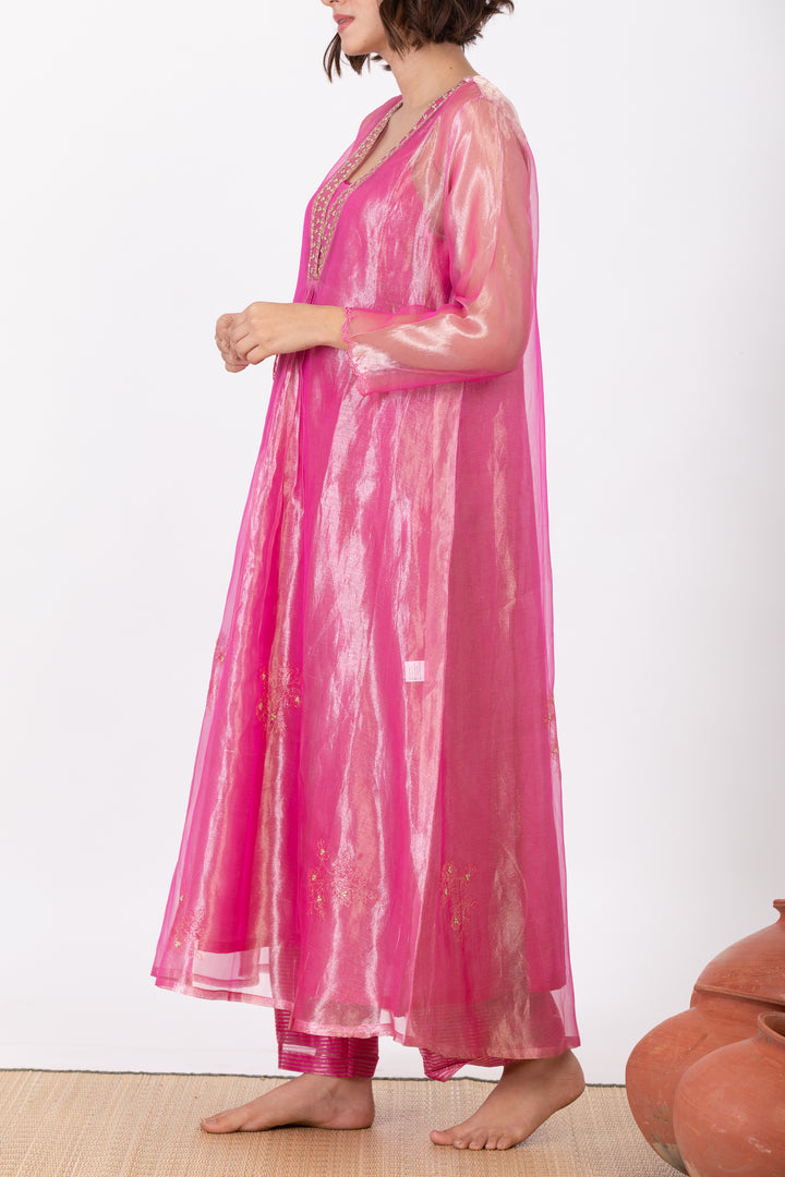 CHAMPA GULAAL TISSUE SILK KURTA SET