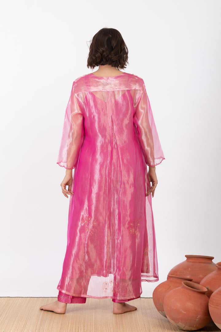 CHAMPA GULAAL TISSUE SILK KURTA SET