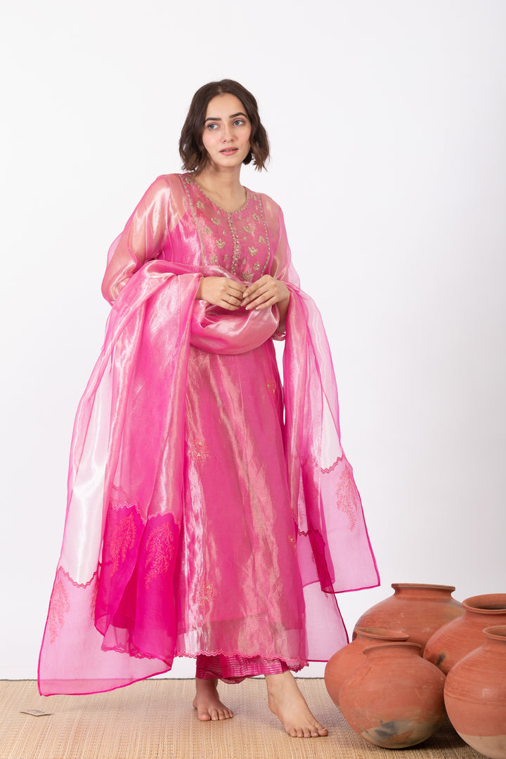CHAMPA KASHI TISSUE SILK KURTA SET