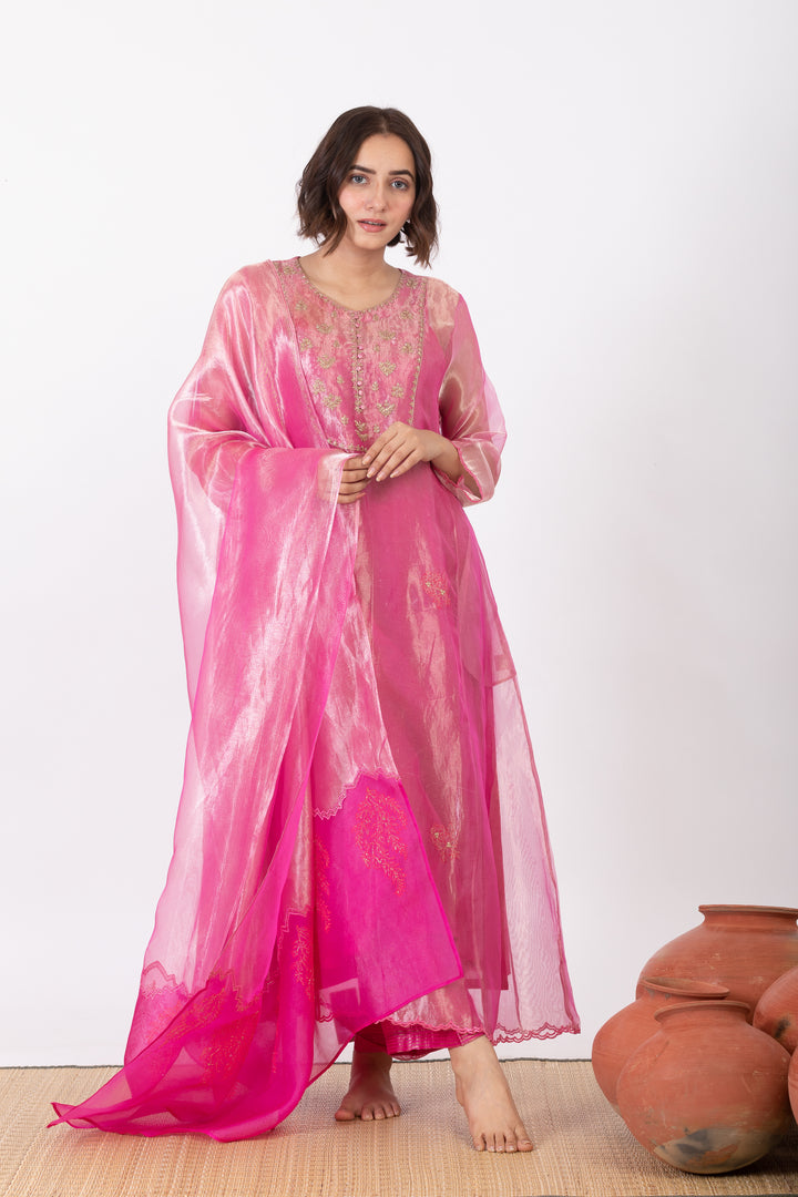 CHAMPA KASHI TISSUE SILK KURTA SET