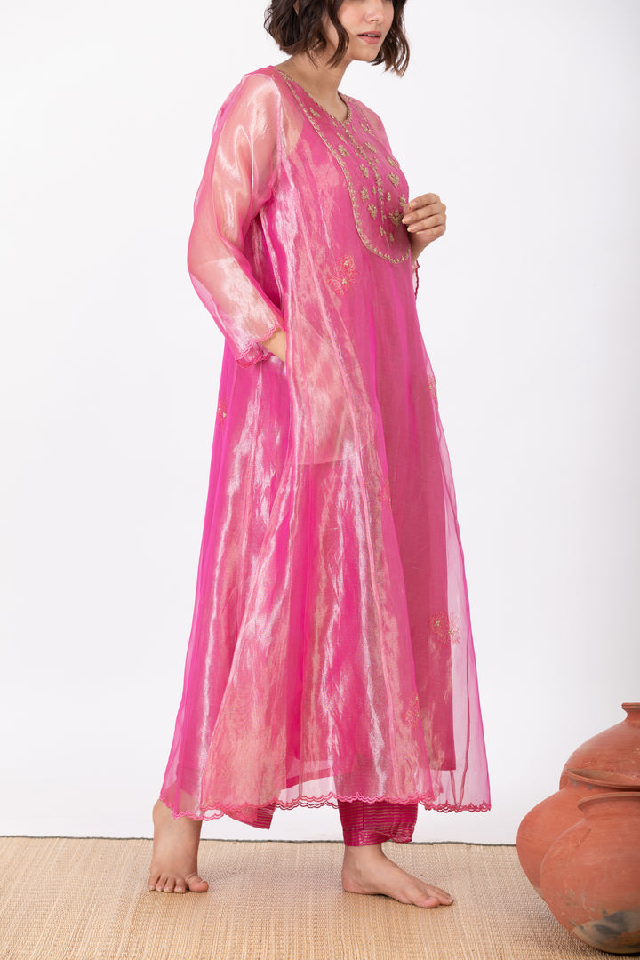 CHAMPA KASHI TISSUE SILK KURTA SET