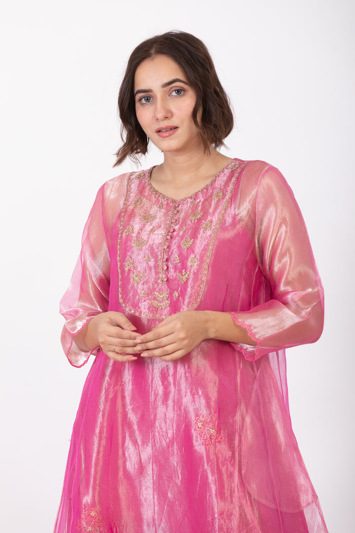 CHAMPA KASHI TISSUE SILK KURTA SET