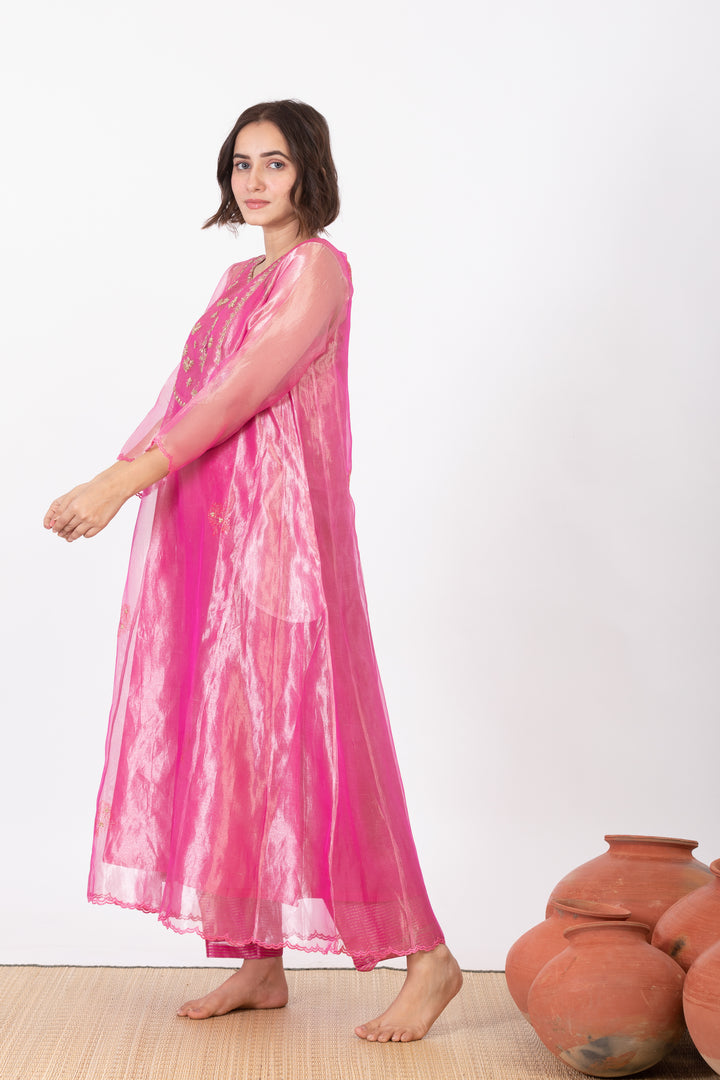 CHAMPA KASHI TISSUE SILK KURTA SET
