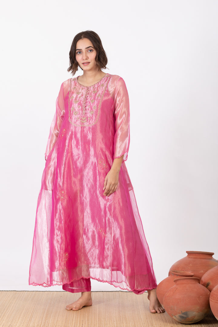 CHAMPA KASHI TISSUE SILK KURTA SET