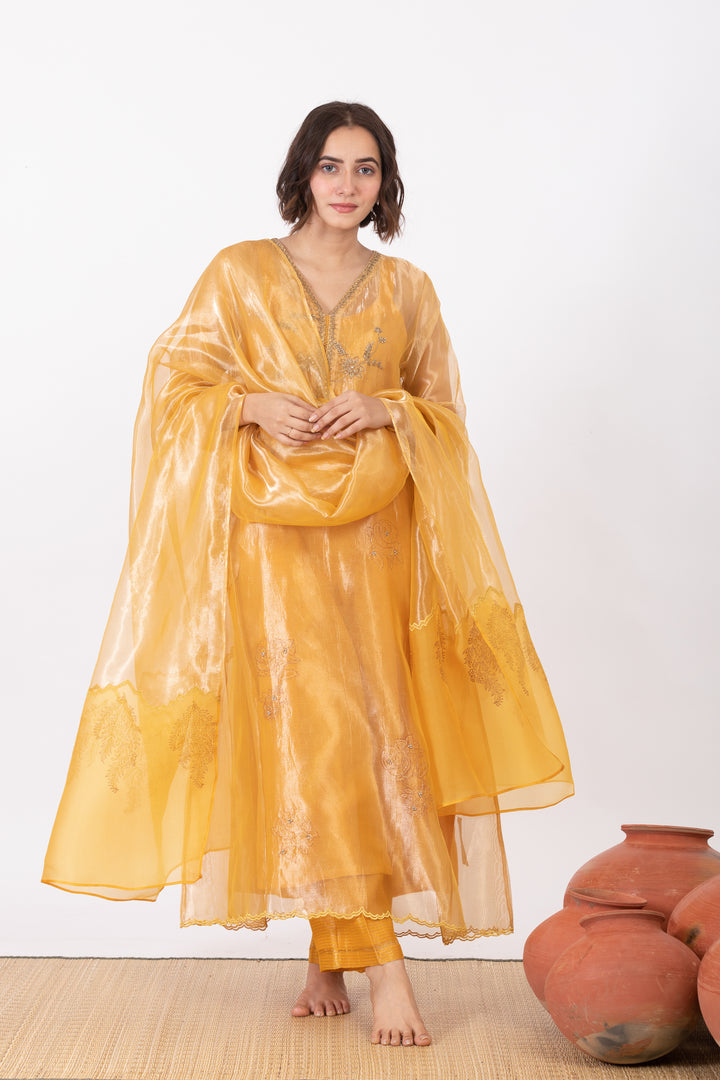 AMALTAAS SITARA TISSUE SILK KURTA SET