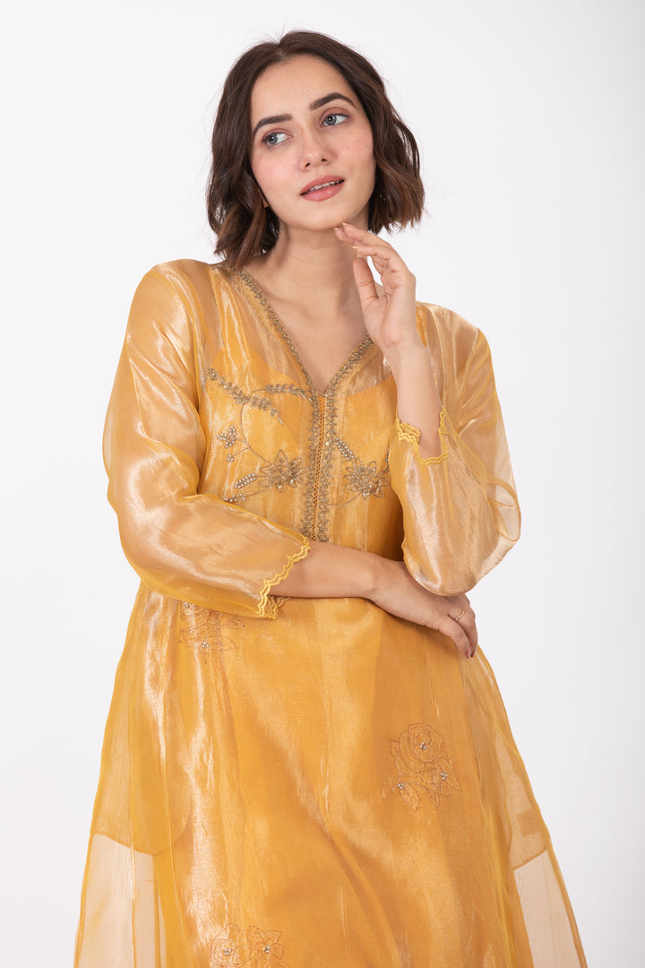 AMALTAAS SITARA TISSUE SILK KURTA SET