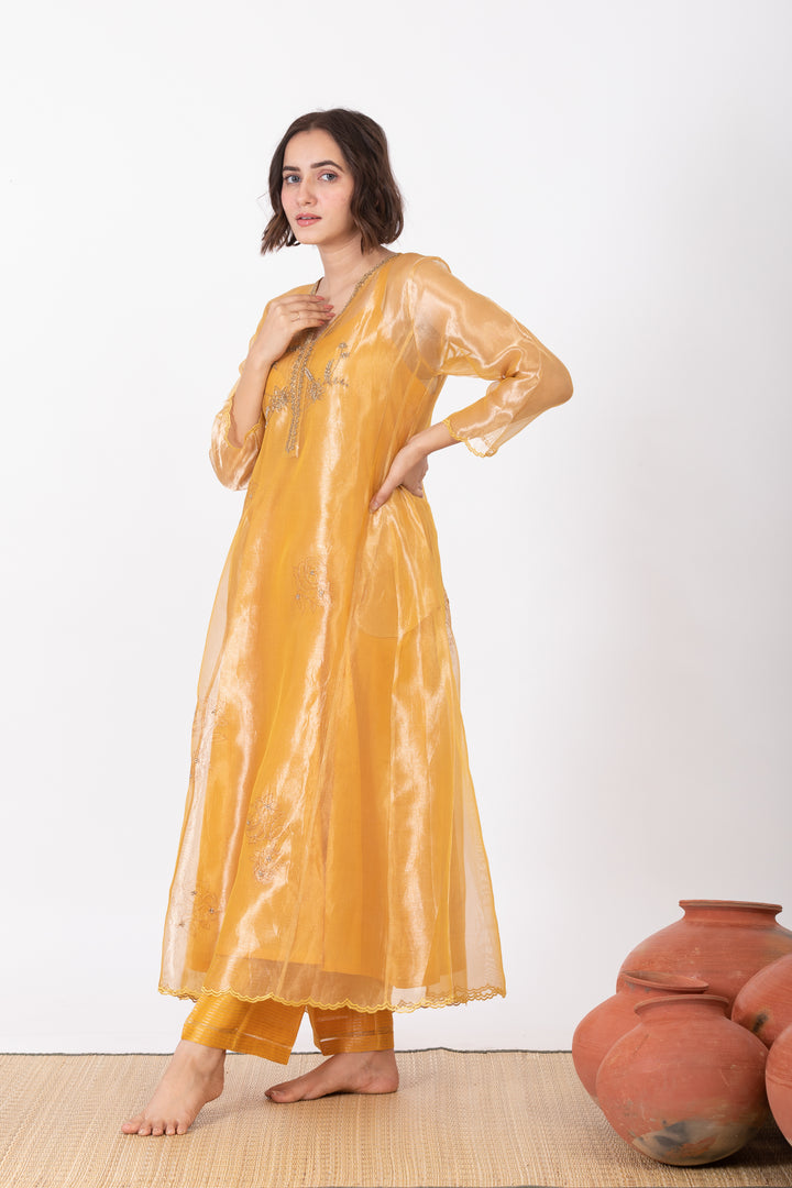 AMALTAAS SITARA TISSUE SILK KURTA SET
