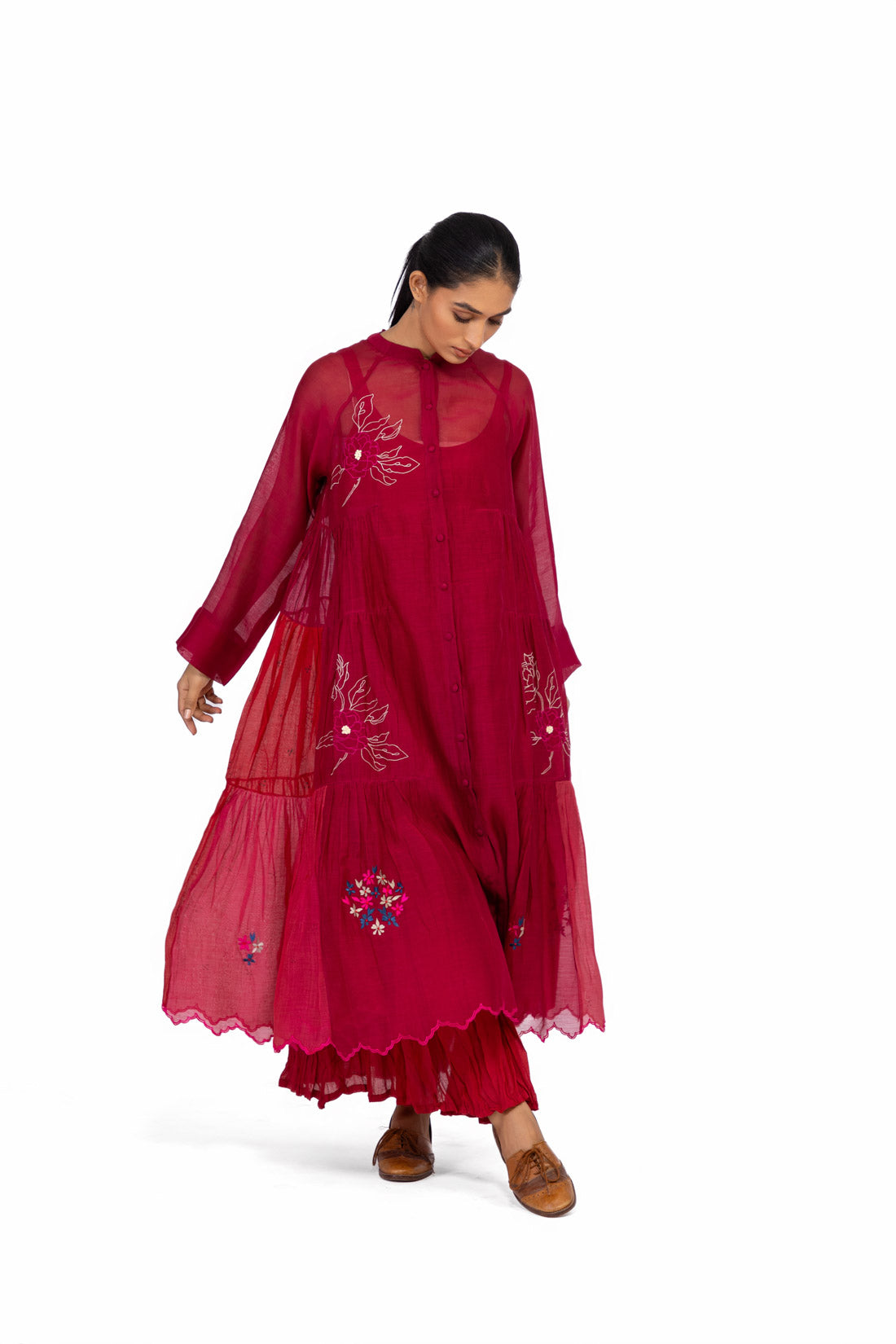 シルク100%☆TADO☆SILK DRESS インド製 India ボーダー Silky-Bindra