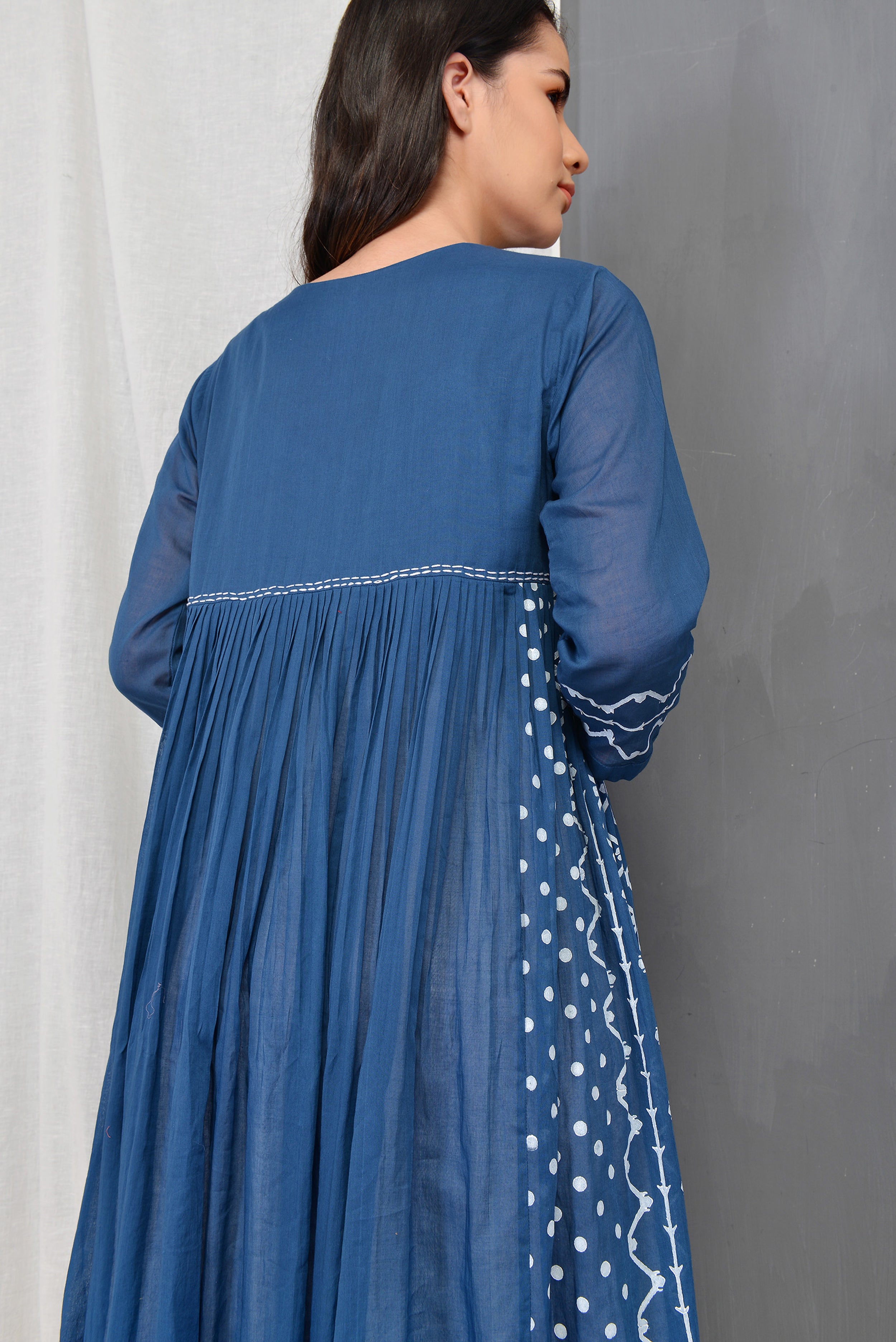 MYOHO INDIGO OVERLAY PLEATED DRESS SET