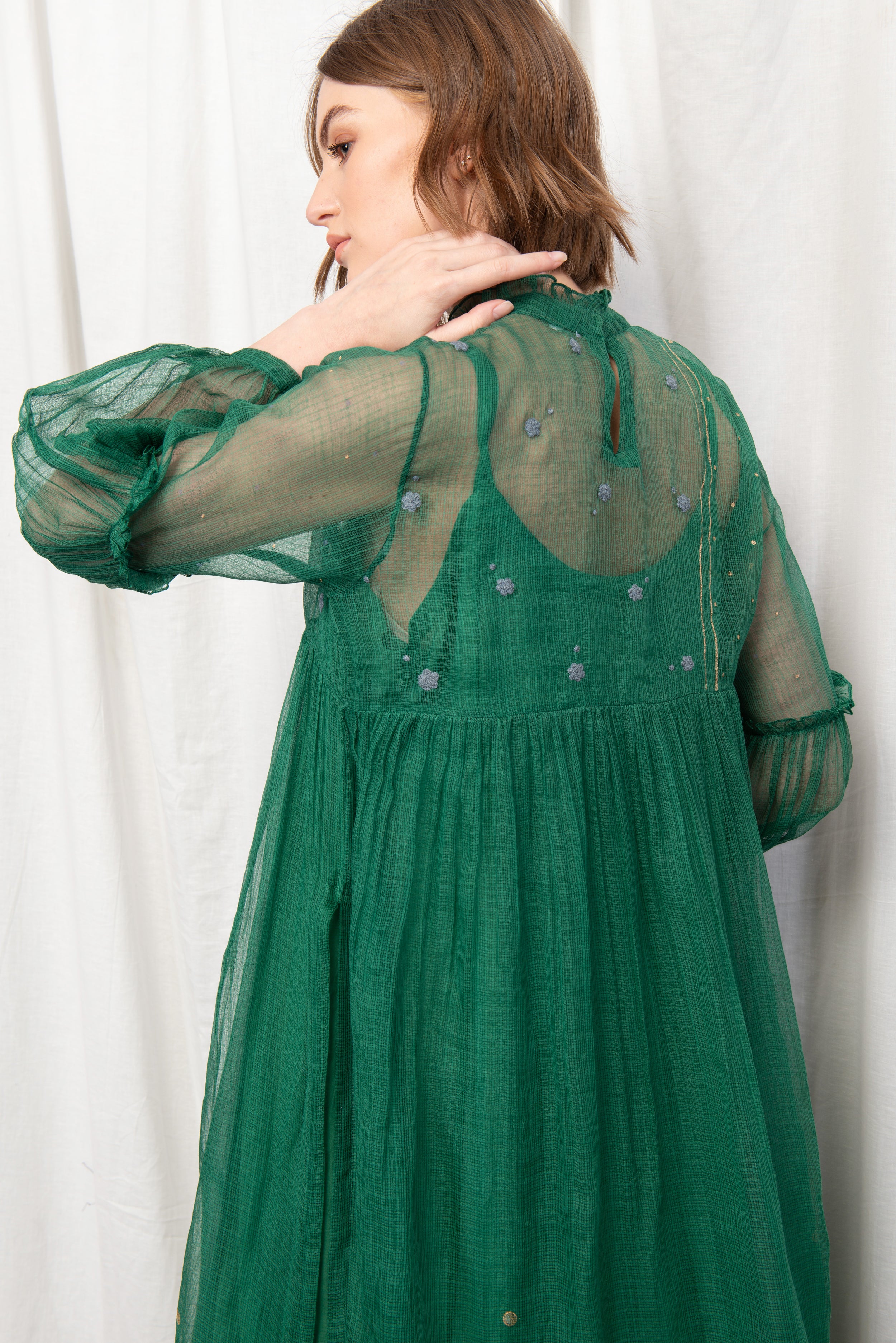 MISTY SILK OVERLAY DRESS