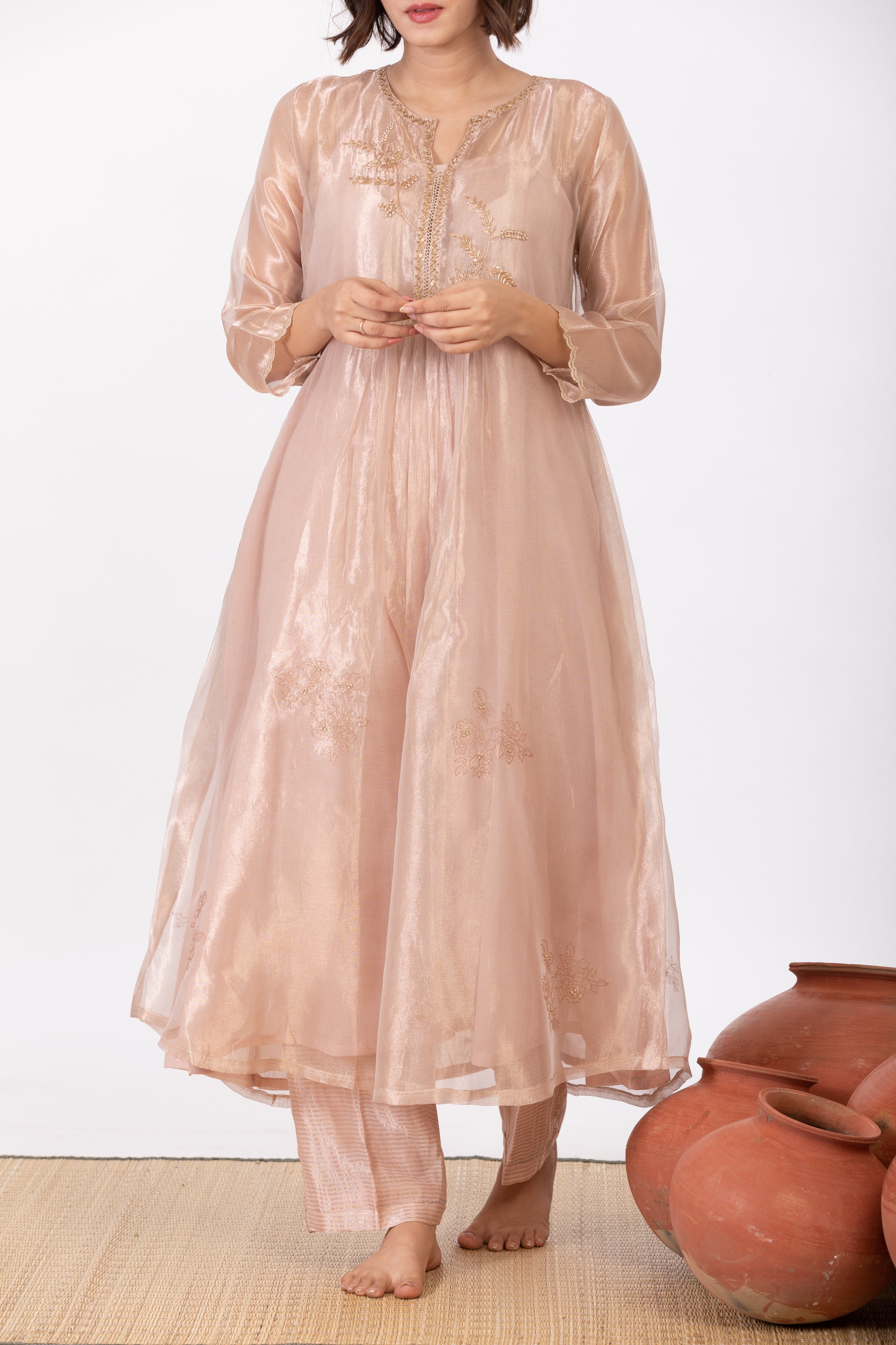 CHAMPA ASHWINI TISSUE SILK KURTA SET