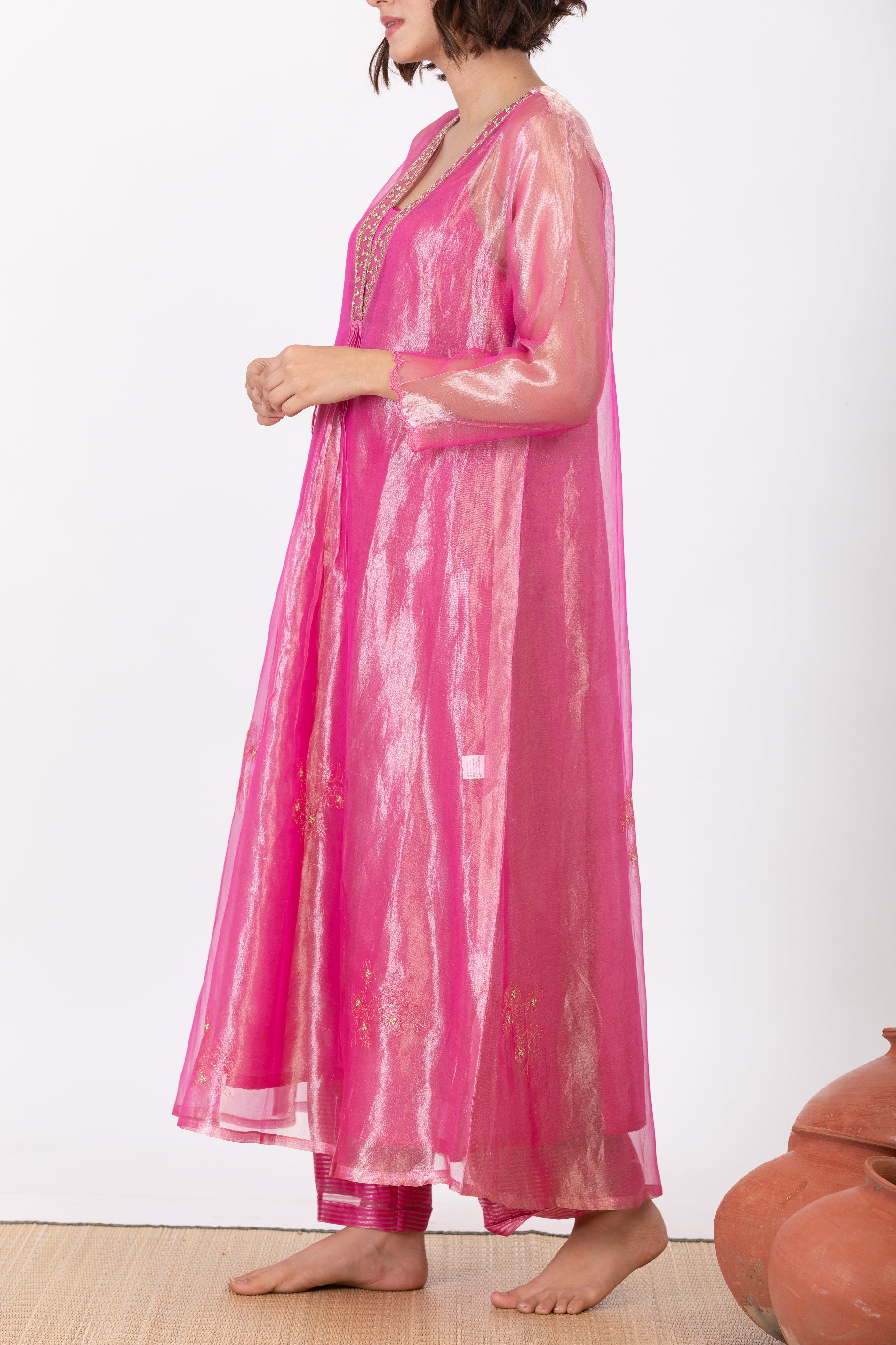 CHAMPA GULAAL TISSUE SILK KURTA SET