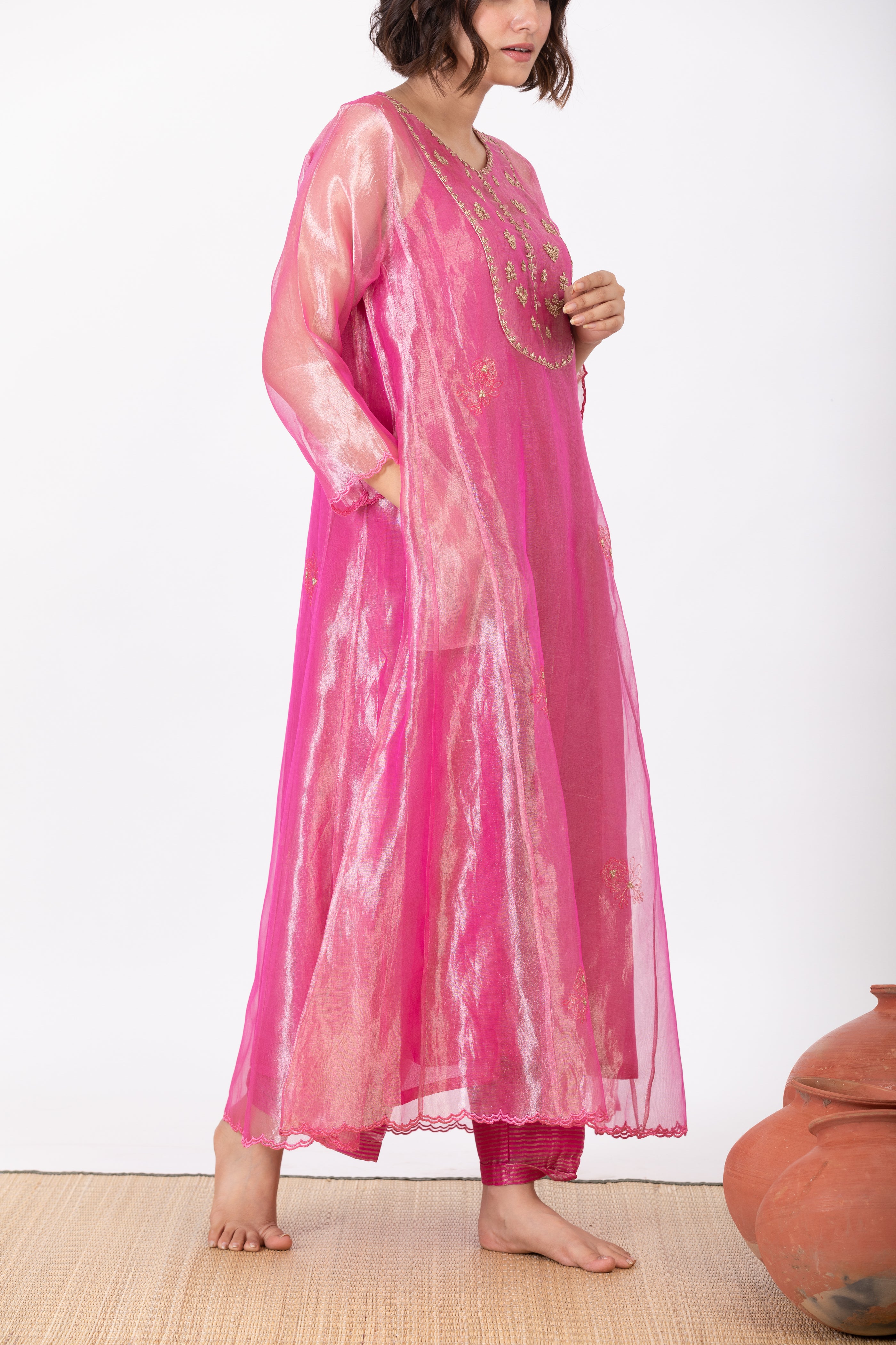 CHAMPA KASHI TISSUE SILK KURTA SET