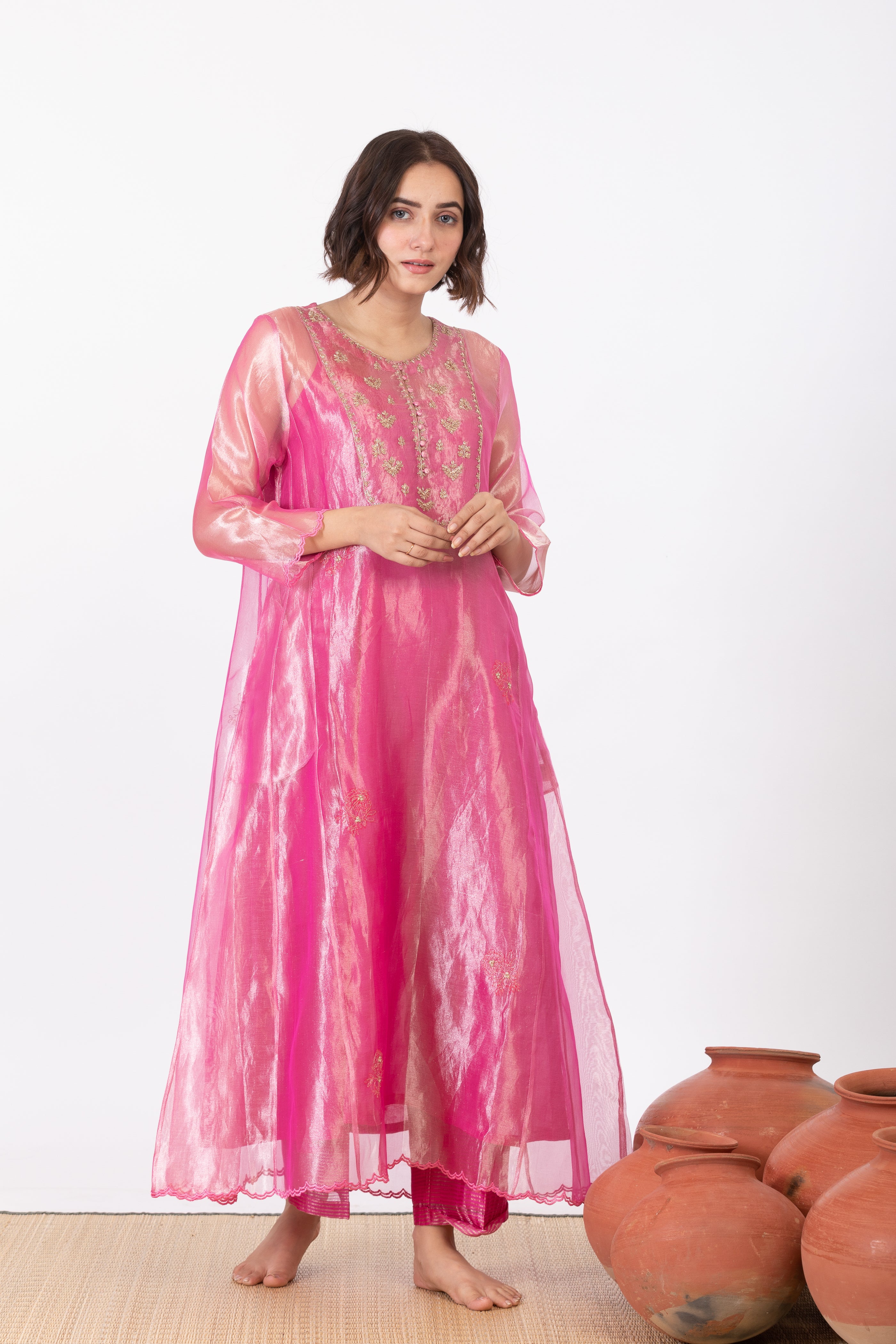 CHAMPA KASHI TISSUE SILK KURTA SET